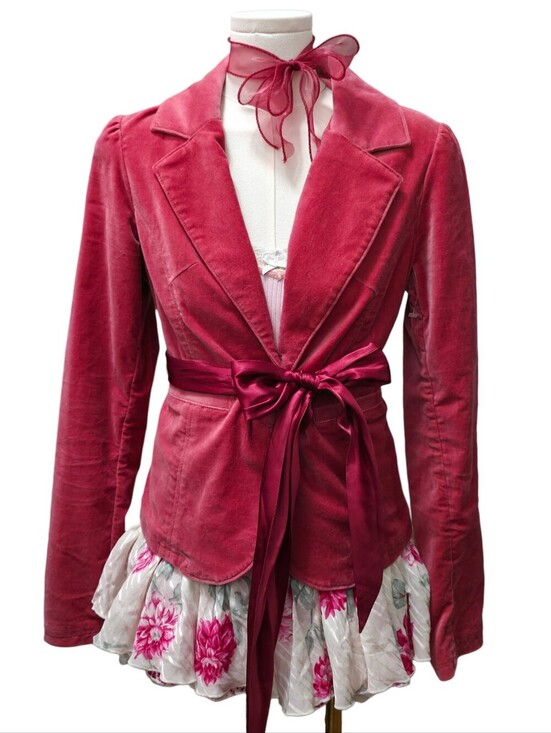 Abercrombie & Fitch Jackets & Blazers - Abercrombie Vintage Strawberry Pink Babydoll Jacket With Satin Tie